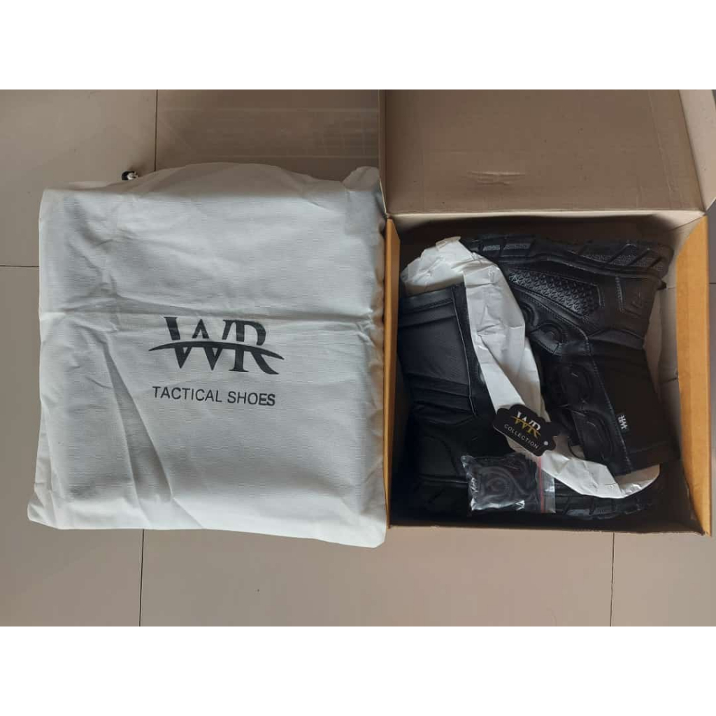 Sepatu PDL Tali Putar / Sepatu Lapangan WR / Tni-Polri-Polpp-Linmas Kulit Kombinasi Cordura