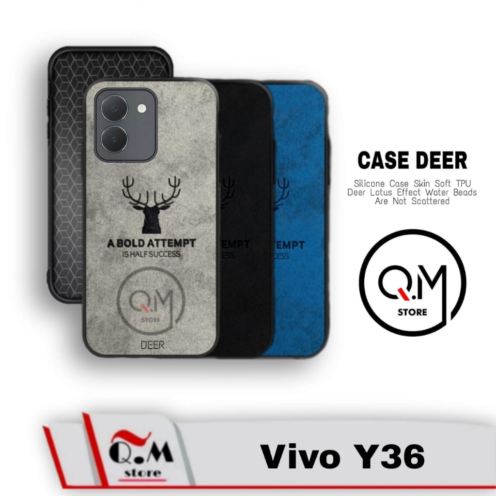 Case Vivo Y36 2023 Softcase Deer Pelindung Back Cover High Quality Bermotif Cloth Rusa Jens
