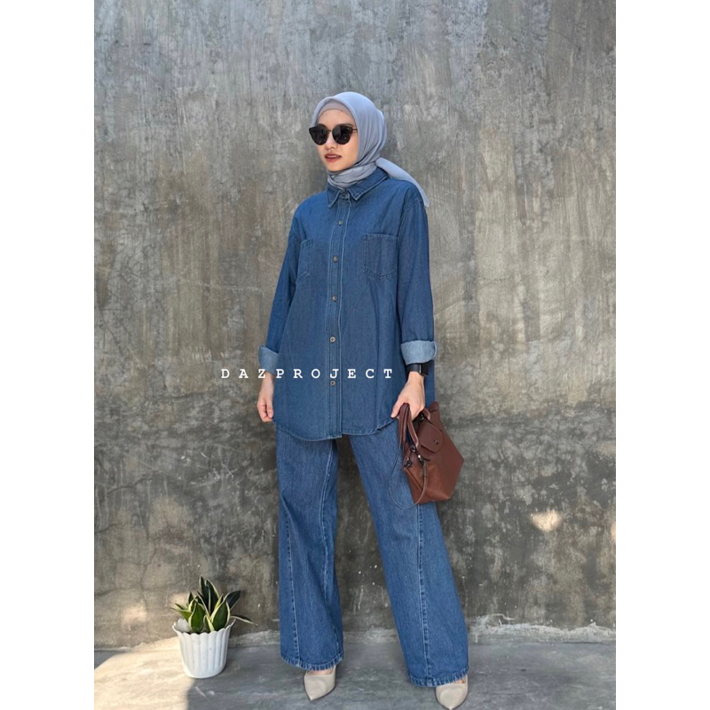 Kemeja Jeans Oversized Kemeja Korea Kemeja Denim Shirt Import Kemeja Import LD 114 Kemeja Jeans Oversized Shirt Outer Jeans Polos by DAZPROJECT