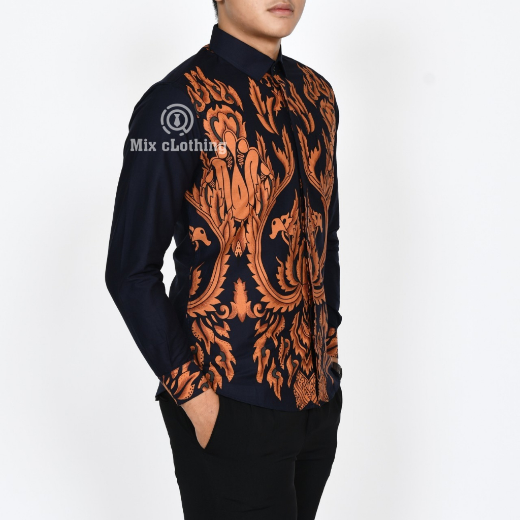 Baju Batik Pria Slimfit Kemeja Lengan Panjang Hem Slim Fit LBL 2109