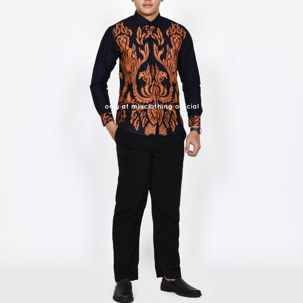 Baju Batik Pria Slimfit Kemeja Lengan Panjang Hem Slim Fit LBL 2109