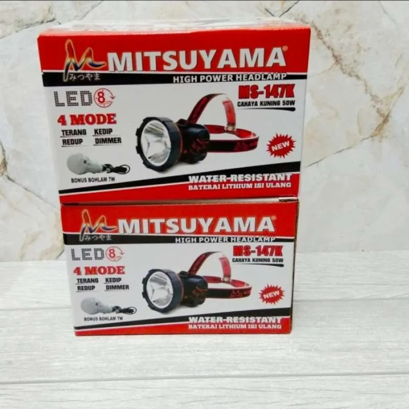 SENTER KEPALA LED CAHAYA KUNING MITSUYAMA HEADLAMP LED WATER RESISTANT