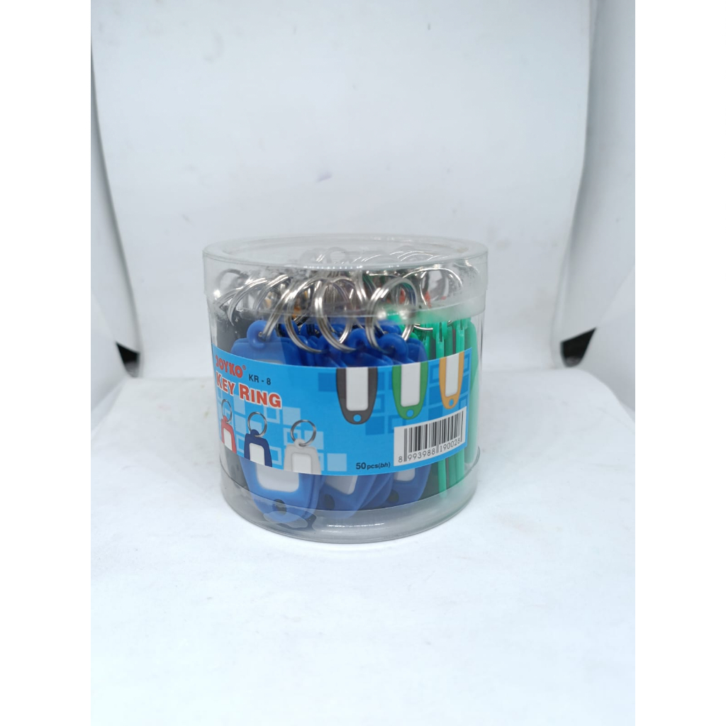 GANTUNGAN KUNCI KEY RING NAMA KERTAS PLASTIK WARNA WARNI MEREK JOYKO KR 8 1 PAK ISI 50 PCS