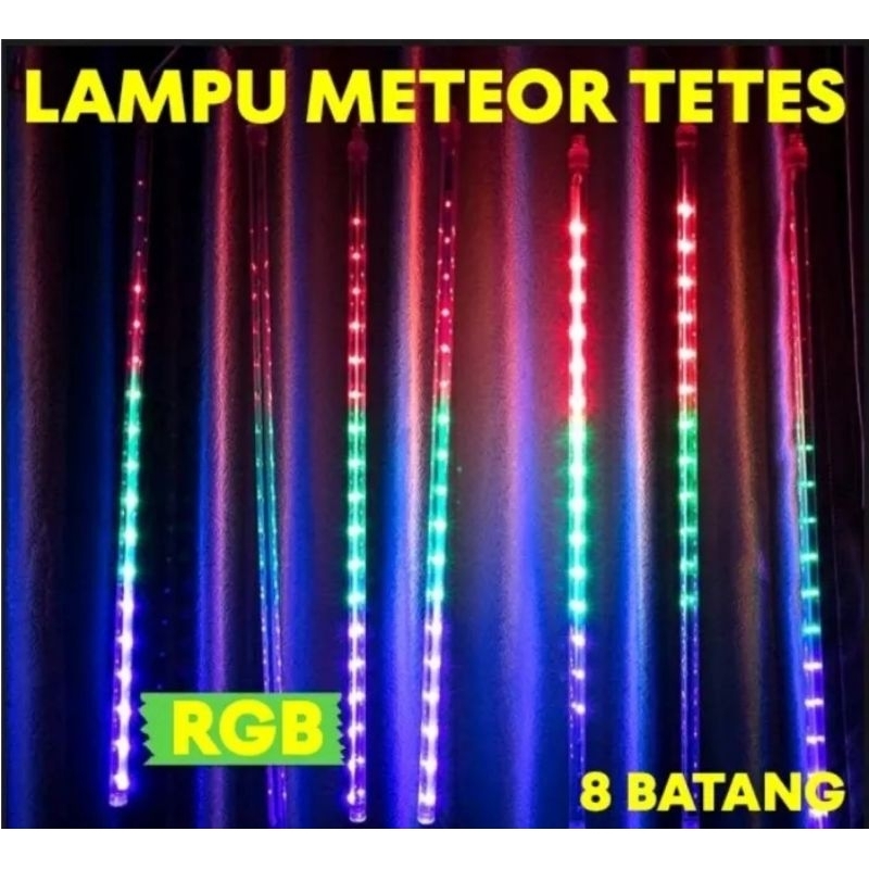 LAMPU METEOR RGB NAIK-TURUN DAN TURUN SAJA DENGAN 8 BATANG
