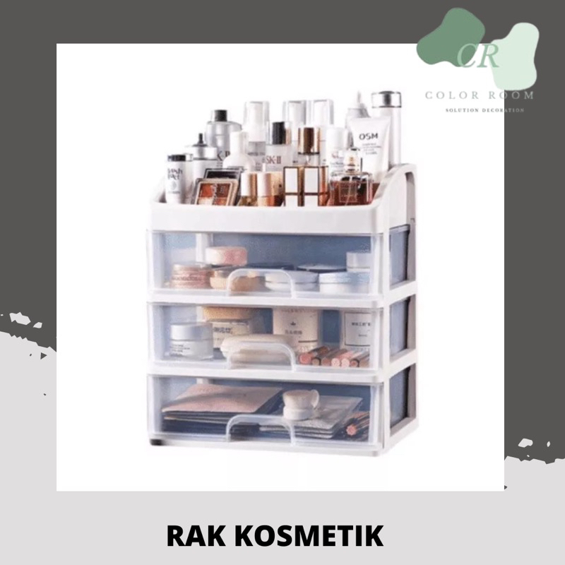 TERMURAH! RAK KOSMETIK PLASTIK 3 SUSUN , RAK LACI TEMPAT ALAT MAKEUP ,RAK LACI SERBAGUNA 3 SUSUN