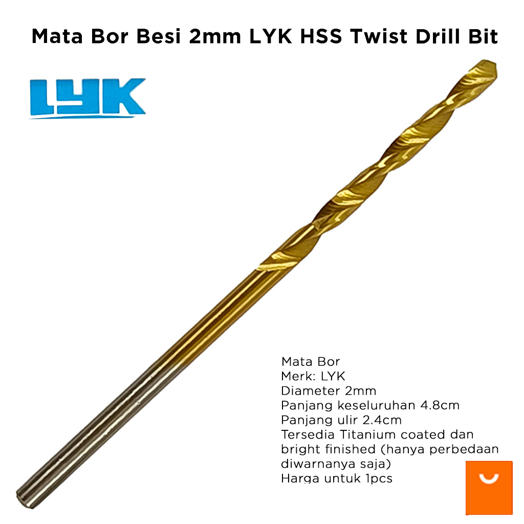 Mata Bor Besi 2mm LYK HSS Twist Drill Bit 2 mm