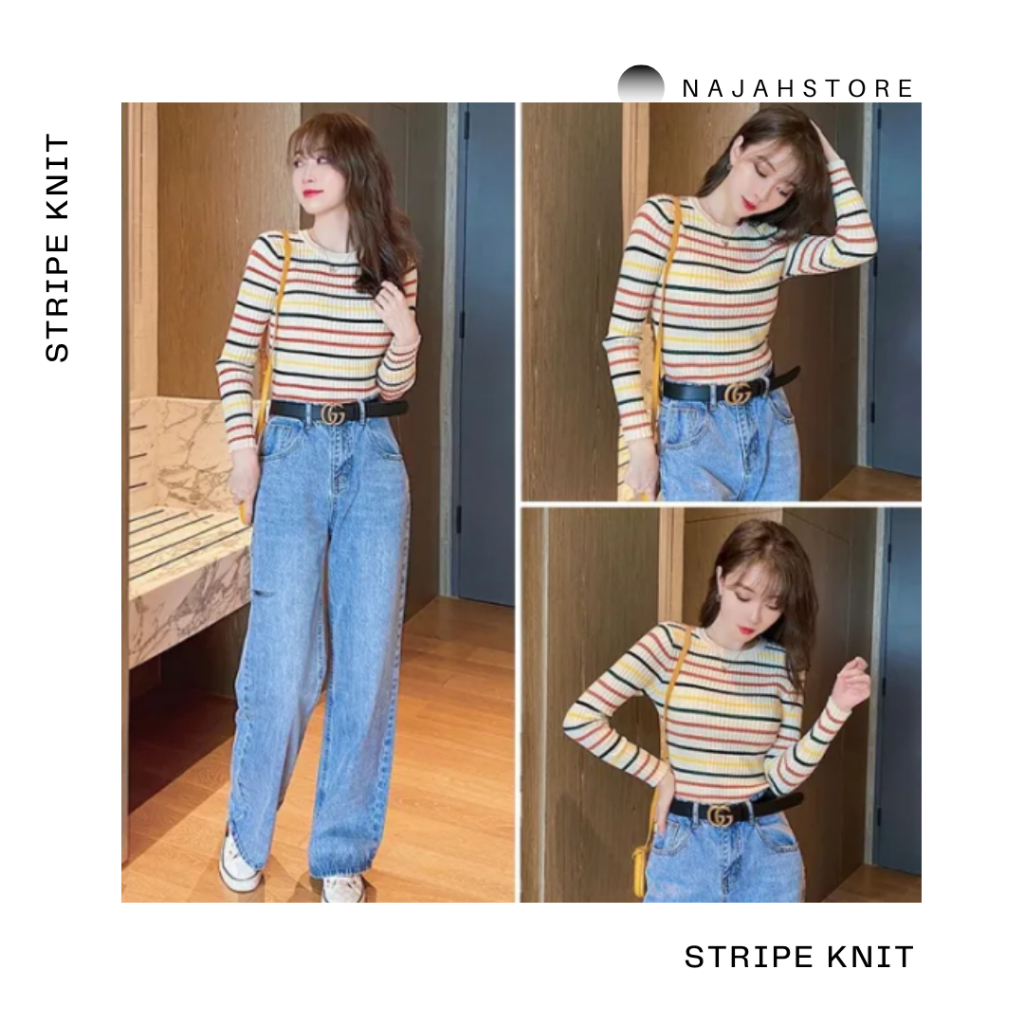 najahstore Stripe inner sweater knit