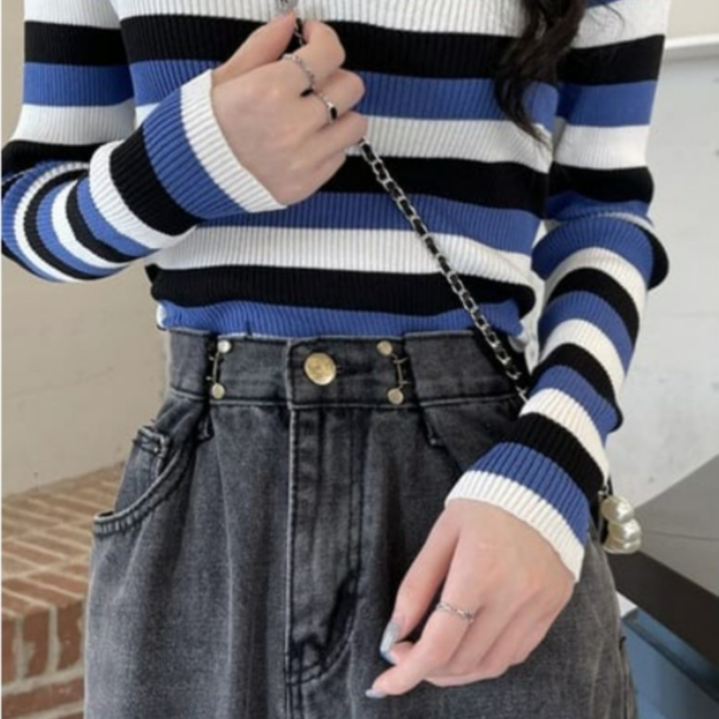 rizkyfashionrajut Vica stripe sweater rajut