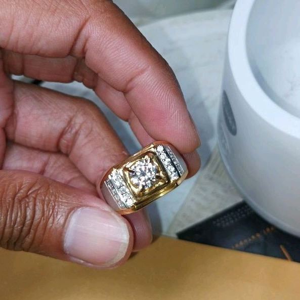 Cincin batu permata Moissanite + memo GRA