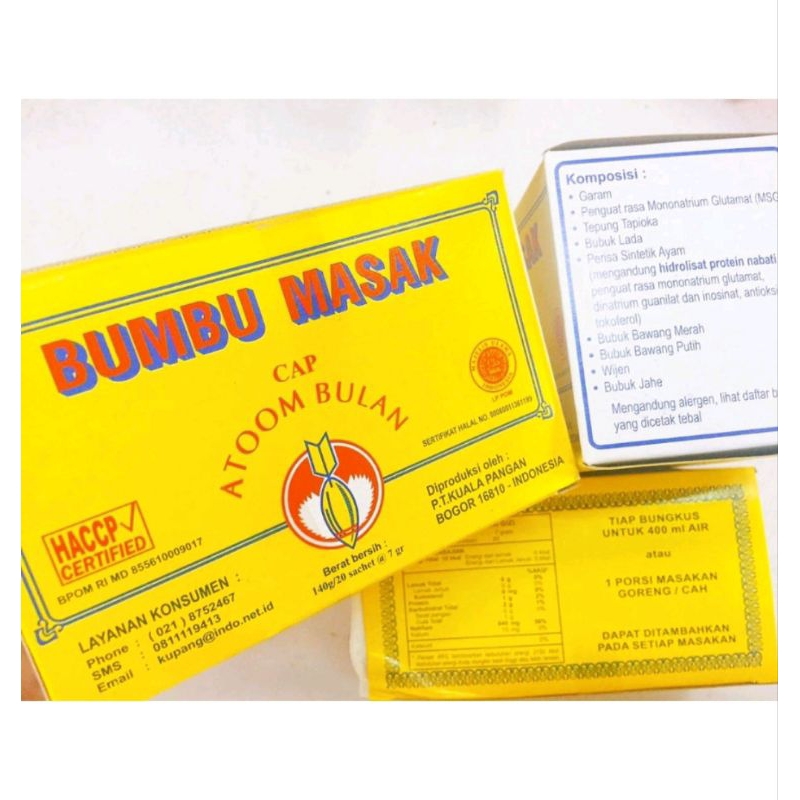 

BUMBU PENYEDAP RASA/BUMBU MASAK ATOM BULAN/BUMBU TABUR/1PACK ISI 20pcs