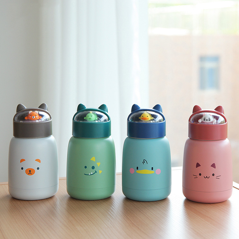 BOTOL  Minum Kaca Anak Motif BONEKA Hewan Lucu 360ML + Kotak BZ303