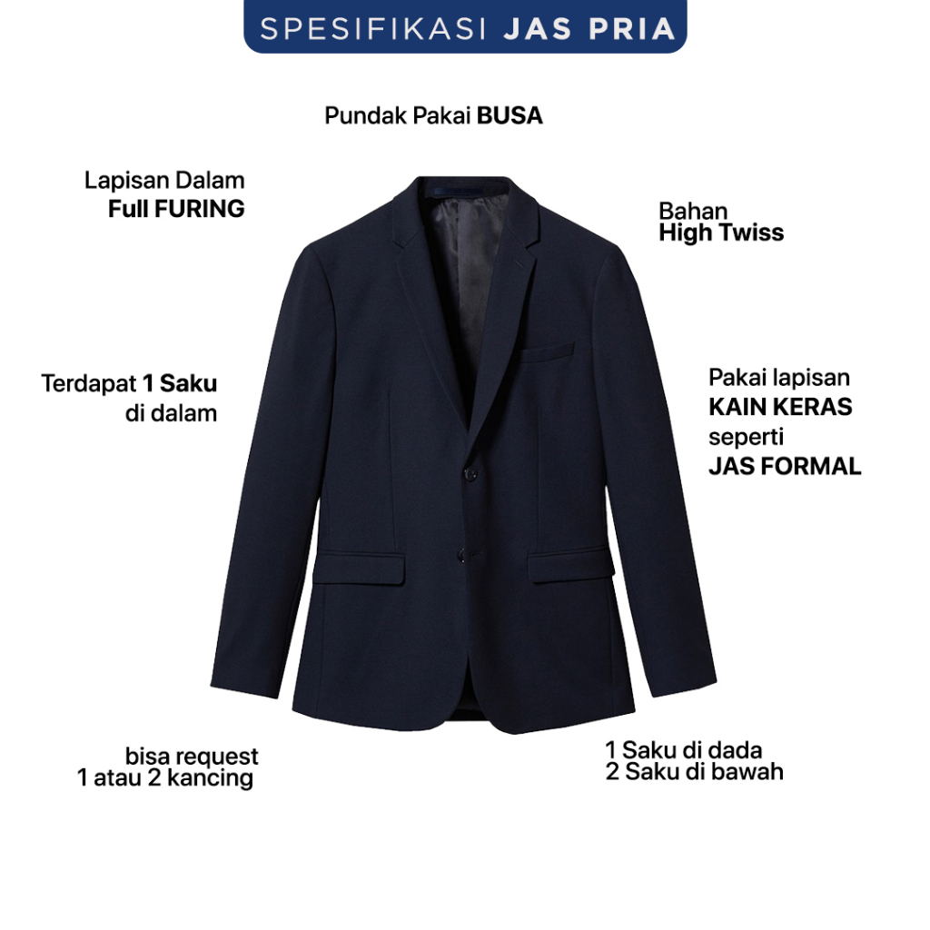 NEW ARRIVAL Nubade - Jas Blezer Formal Pria 2 Kancing Slimfit KEKINIAN
