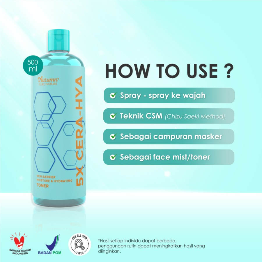 Autumn 5X Cera Hya Skin Barrier Moisture &amp; Hydrating Toner 500ml/Toner Wajah