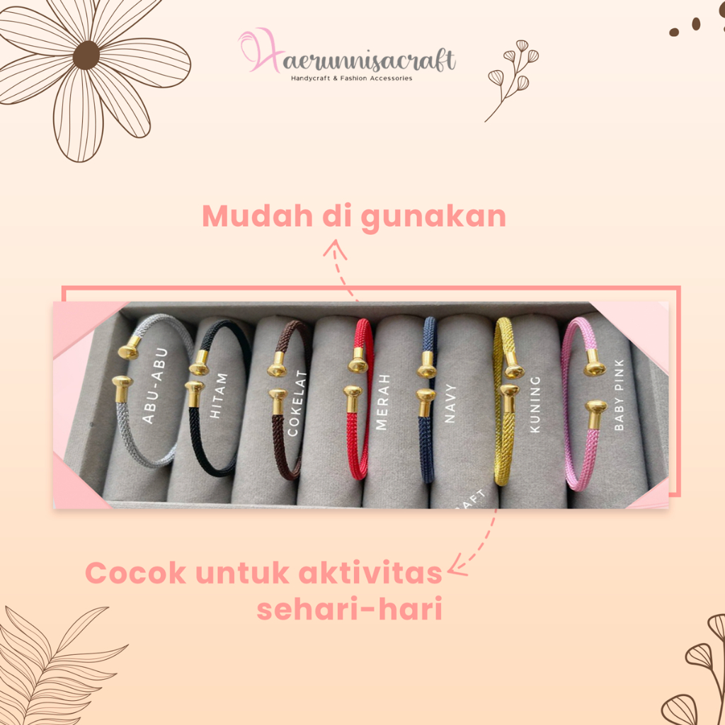 Gelang Tali Kawat Anti Air Model Terbaru (Free karet 2pcs)