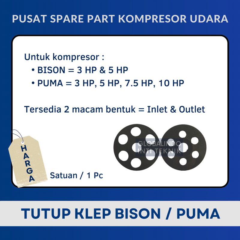 Tutup Klep Inlet Outlet Kompresor Angin BISON 3 HP 5 HP & PUMA 3 HP 5 HP 7.5 HP 10 HP