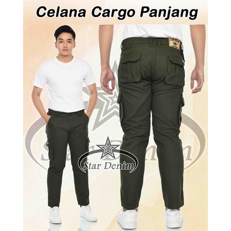 Star Denim - Celana Cargo Panjang Pria - Celana Pria Cargo Jumbo - Cargo Panjang Pria Big Size Terbaru - Celana Cargo Panjang Pdl Gamblok Banyak Saku Trending