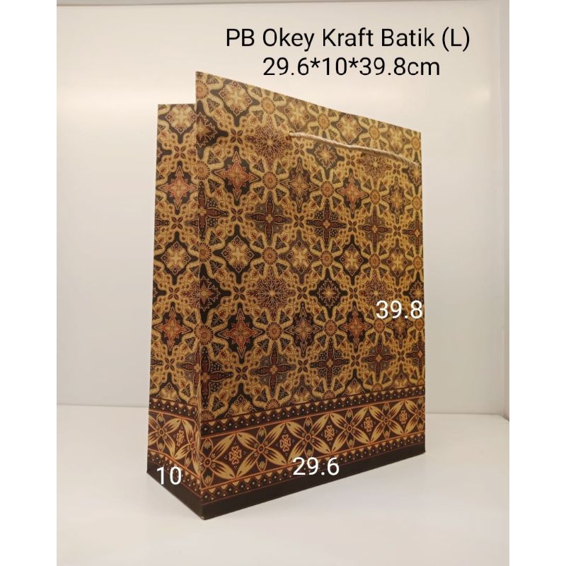 

PB 10pcs Paperbag Batik Kraft Large 30x10x40cm