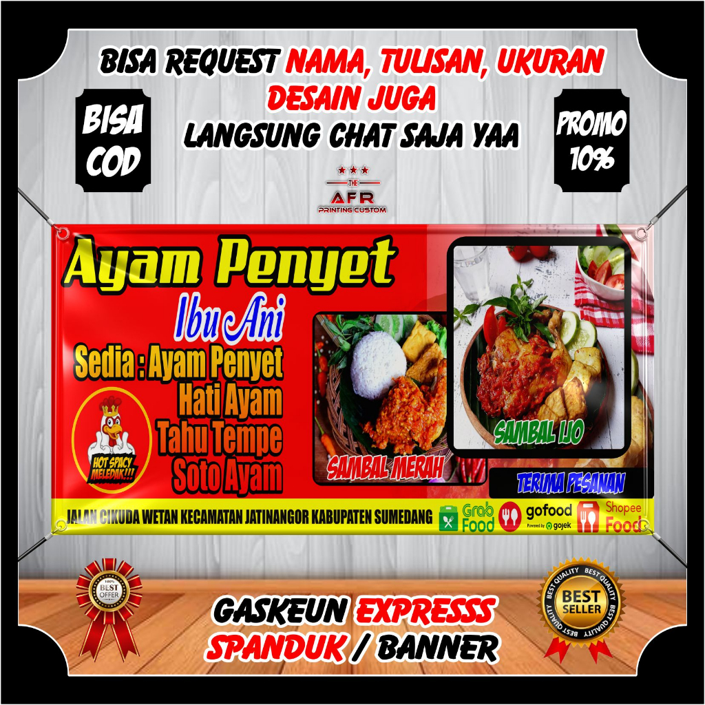 Spanduk Banner Jualan Ayam Penyet Banner Jualan Ayam Penyet Backdrop Toko Ayam Penyet