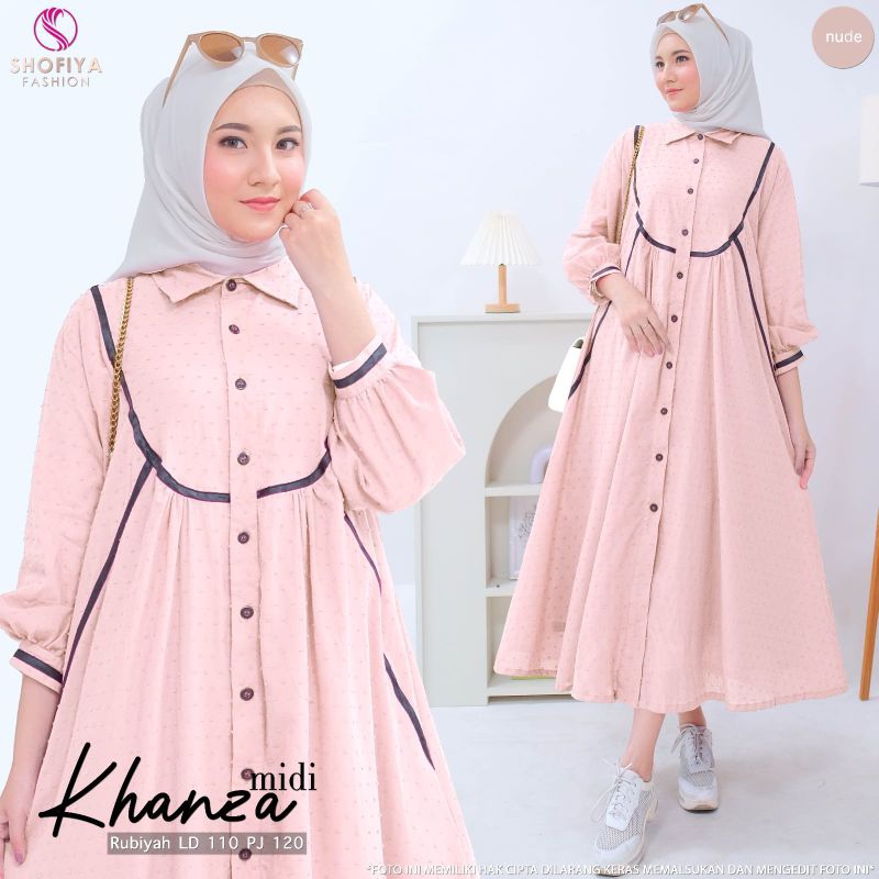 NADIA/KHANZA/PIKA MIDI BAJU GAMIS MIDI WANITA TERBARU BY SHOFIYA SFS