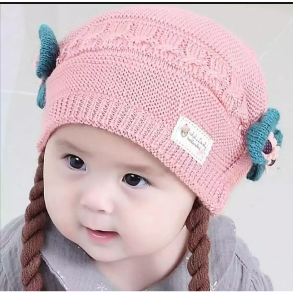 Topi Bayi Perempuan Rambut Kepang Topi Rambut Kepang Baby Hat Wig