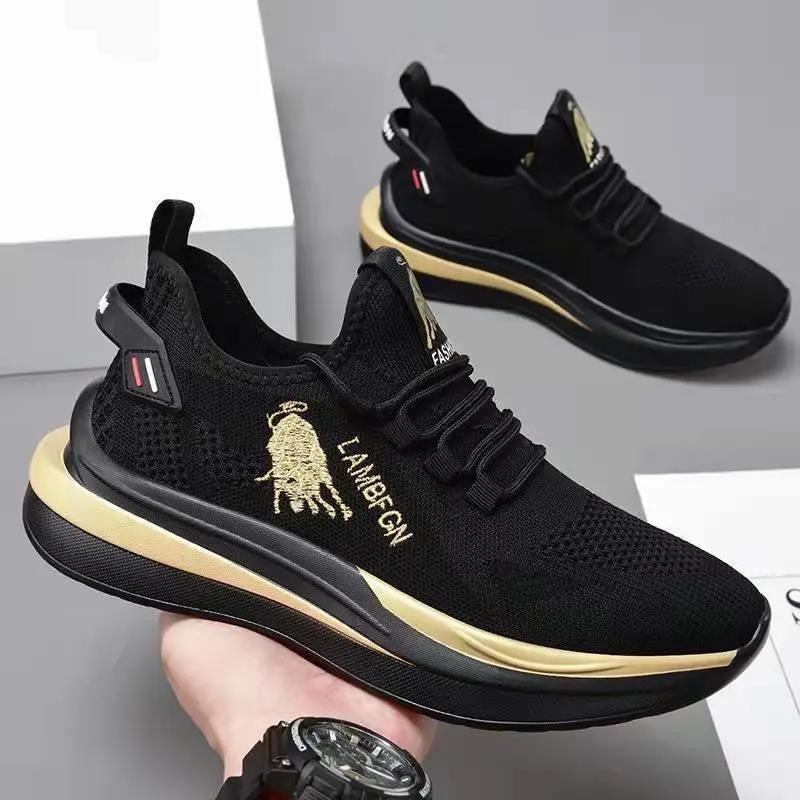 PASTI DISKON Sepatu Sneakers Pria Casual Running Shoes Sepatu Kanvas Import Sepatu Slip On Pria Hitam Gold