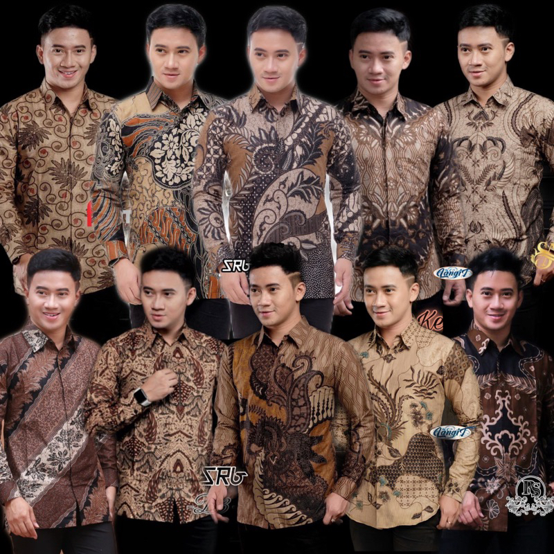 Batik pria coklat kemeja cowok lengan panjang m l xl xxl terlaris premium modern quality warna mocca