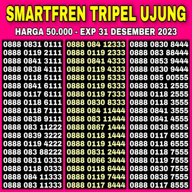 Nomor Cantik Smartfren 4G Gsm Prabayar 0888