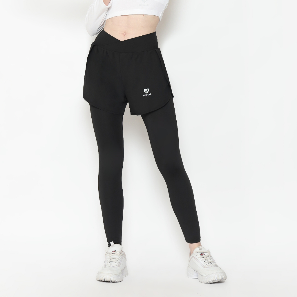 Fitwear - Celana Pendek + Legging Olahraga Wanita CINDY CROSS WAIST - M - 2XL