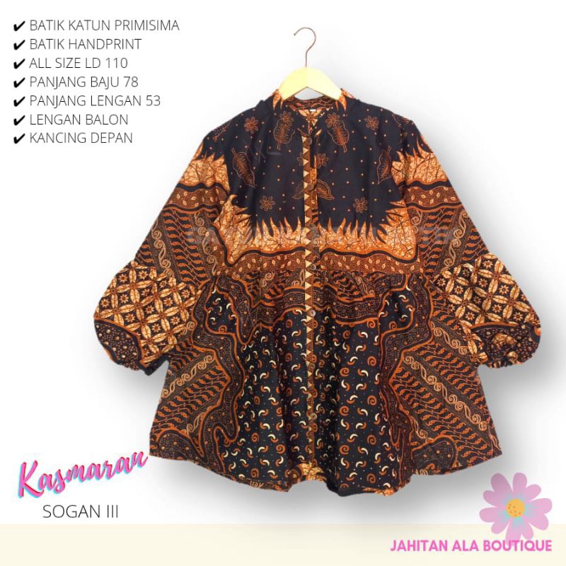 Blus kasmaran sogan batik solo atasan kerja blus batik