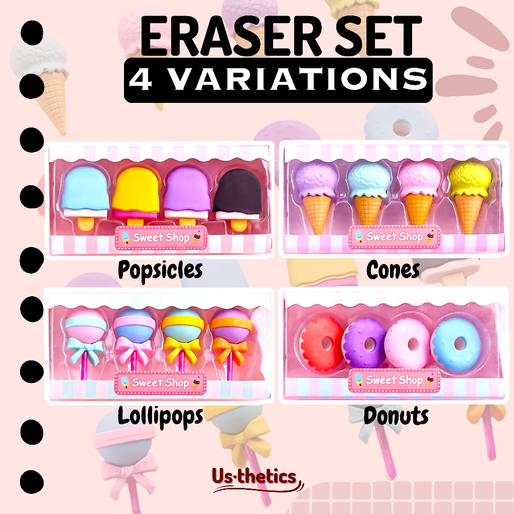 

Penghapus mini Set isi 4 | es krim | Eraser fancy dessert ice cream cute