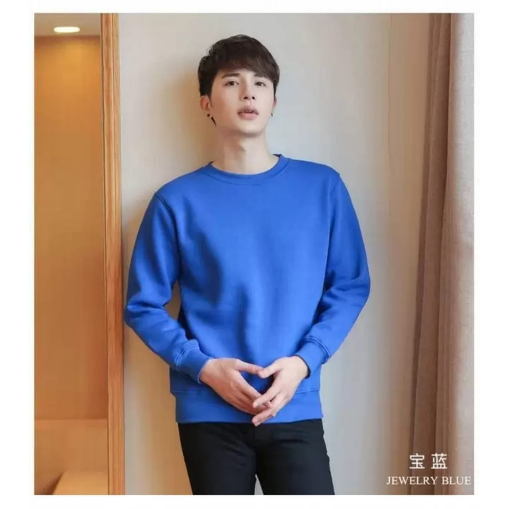 KIYOWO-BAJU ATASAN SWEATER DISTRO BASIC POLOS LENGAN PANJANG PRIA