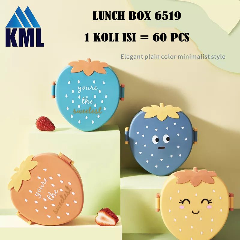 KOTAK MAKAN STRAWBERRY/TEMPAT MAKAN ANAK MOTIF STRAWBERRY/LUNCHBOX ANAK FREE SENDOK 6519