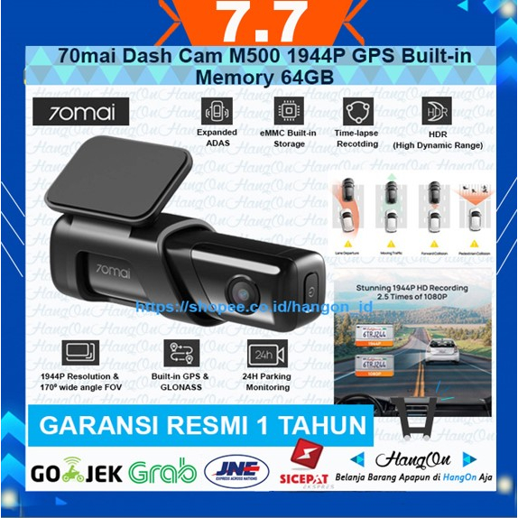 70mai Dash Cam M500 1944P GPS Built-in 64GB ADAS Camera 170° Mobil Car