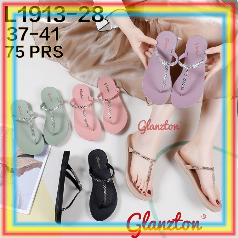 L1913-28 Sandal Jepit Wanita Glanzton Sendal Cewek Permata Glitter Elegan