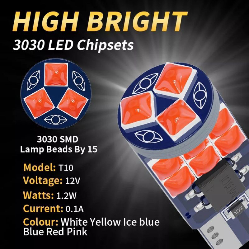 LAMPU LED MOBIL MOTOR T10 W5W 15SMD CHIP 3030 LAMPU SEN SENJA DAJJAL T10 SMD SUPER TERANG