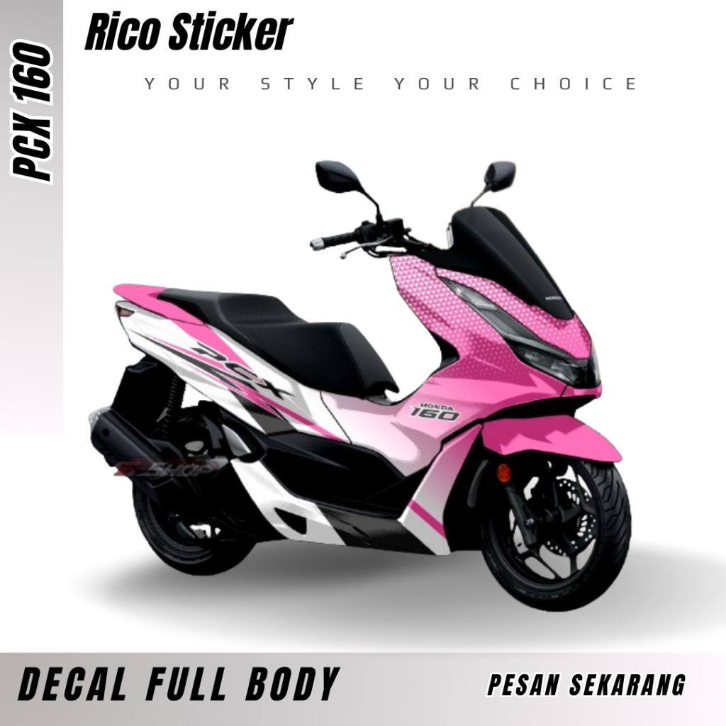 Decal Motor PCX 160 Terbaru 2023 Modifikasi Full Body di Lapisi Pelindung Laminasi Doff dan Glossy