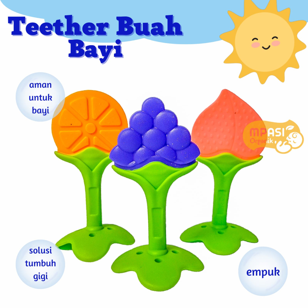 Teether Bahan Silikon / Mainan Gigitan Bayi / Baby Tooth Teether / Teether Buah / Gigitan Bayi Model Buah