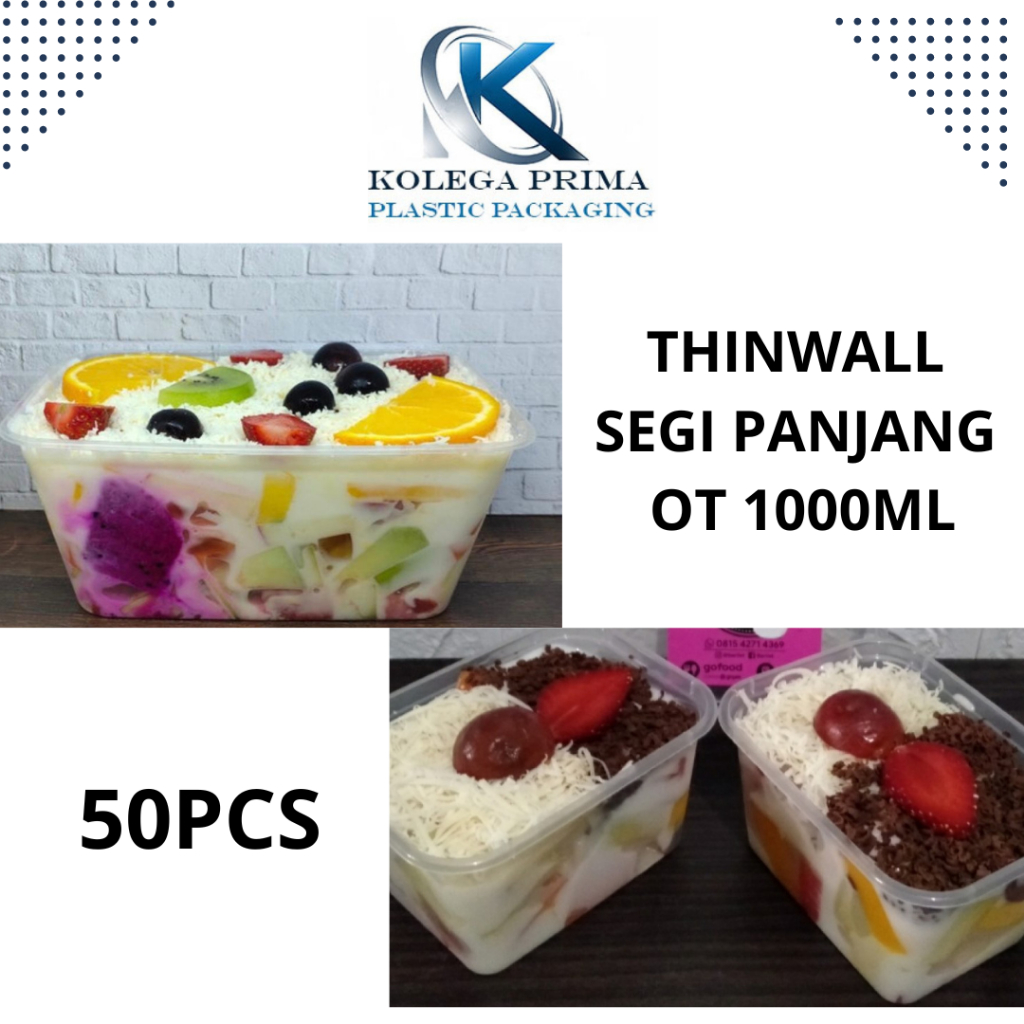 KOTAK MAKAN PLASTIK 1000ML (PERSEGI PANJANG)/ OT 1000/ WADAH PLASTIK MURAH ISI 25PCS