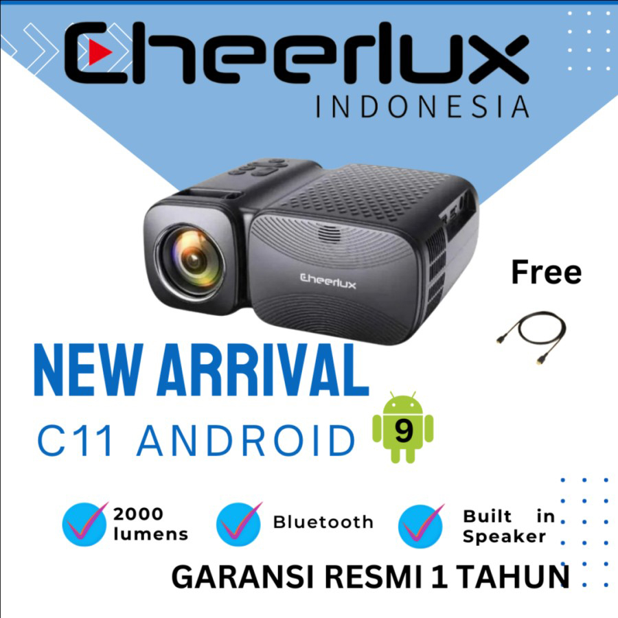 CHEERLUX INDONESIA | C11 ANDROID | C11 WIFI | PROYEKTOR WIFI MINI  BLUETOOTH CHEERLUX C11 WIFI 2000 LUMENS | PROYEKTOR KONEK HP