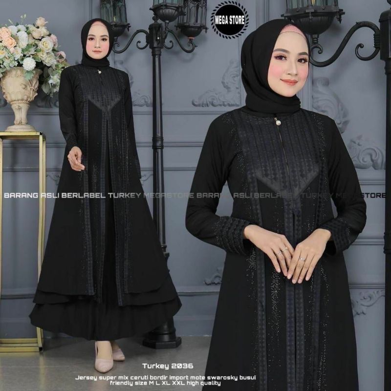 Gamis Turkey 2036 Dress Original By Mega Store Longdress Busana Muslimah