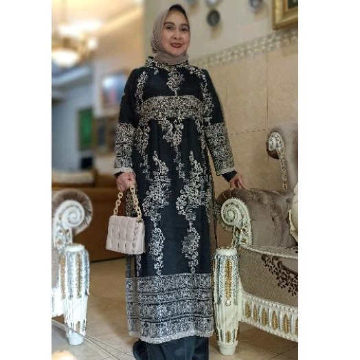 setelan dress  kondangan iner outer tile sapto hitam payet