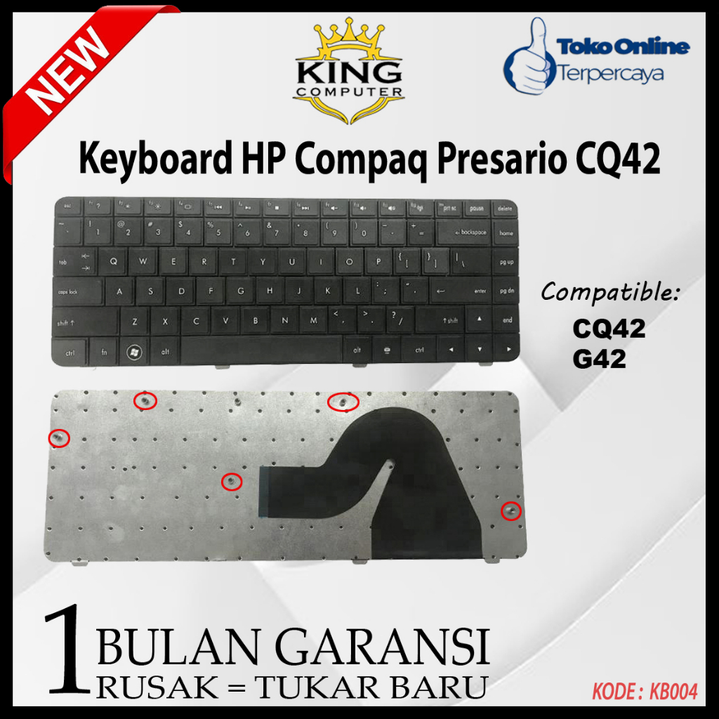 Keyboard HP Compaq Presario CQ42 G42 - Hitam