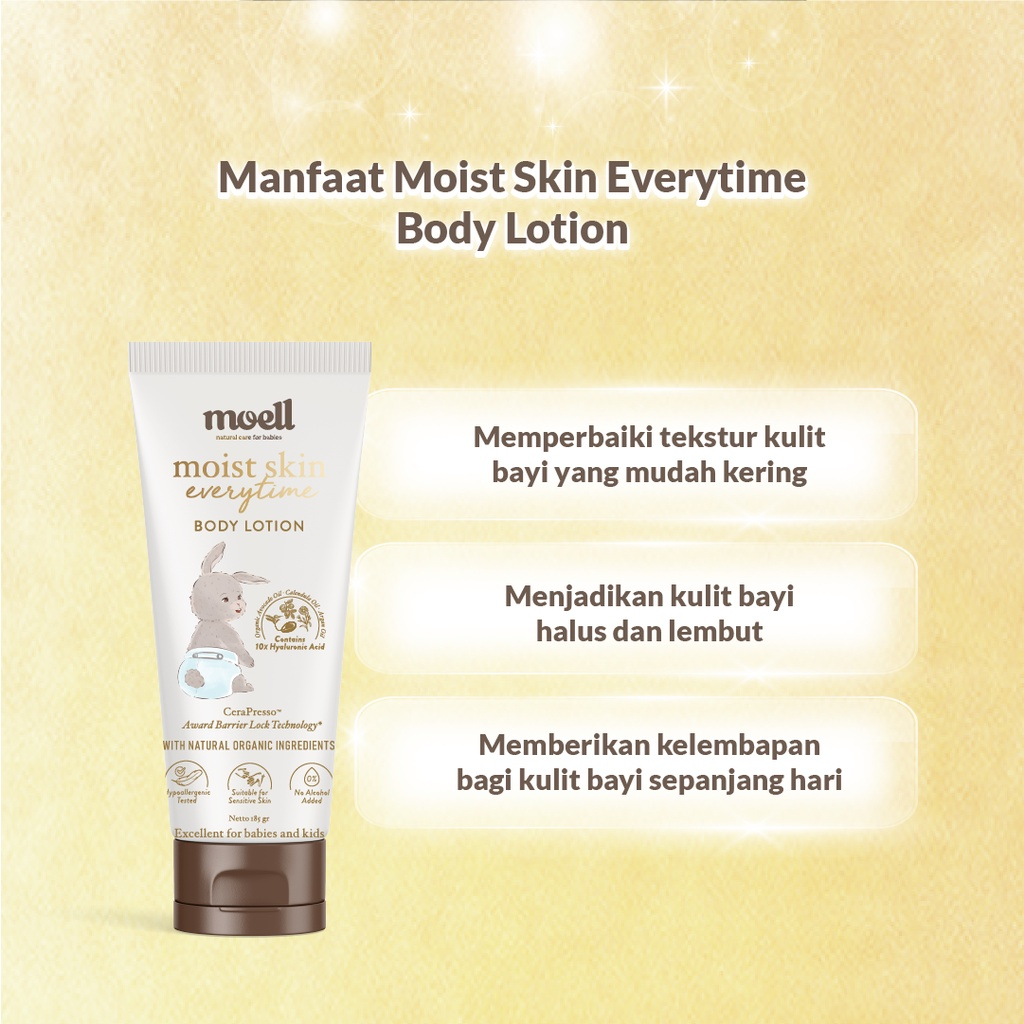 Moell Moist Skin Everytime 185gr / body lotion bayi / natural organic / lotion pelembab kulit baby / aman utk kulit sensitif