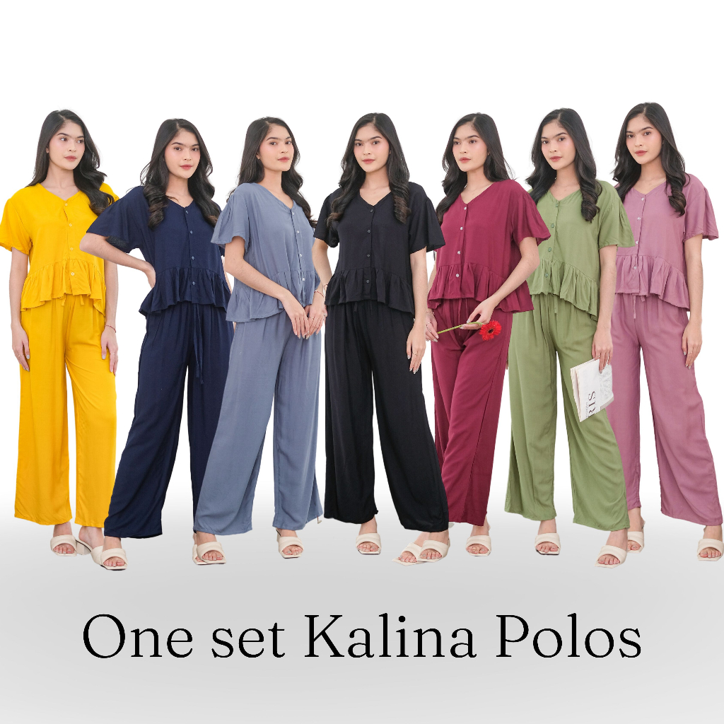 Setelan Panjang Busui Kalina Polos Bahan Rayon Premium Termurah Kekinian