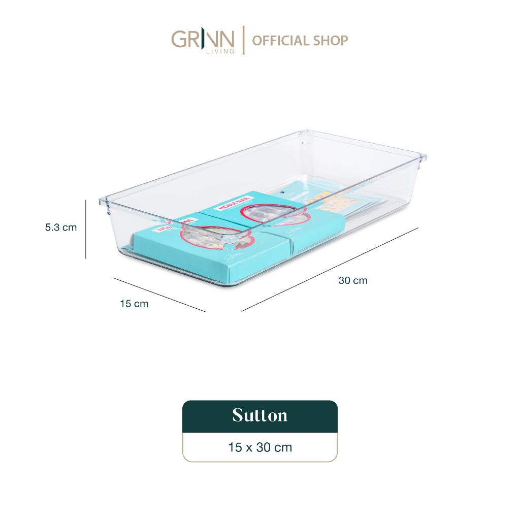 GRINN LIVING Sutton Drawer Organizer Large Laci Kotak Bening / Transparan / Wadah / Tempat Penyimpanan Skincare / Makeup / Alat Tulis / Serbaguna / Large Aesthetic