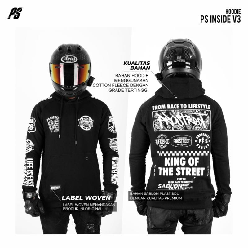 Jaket Sweater Hoodie Motor Prostreet CULTUR RIDER Terbaru Dan Terlaris 2023 - HOODIE MOTOR PROSTREET CULTUR-HITAM PREMIUM KUALITAS DISTRO