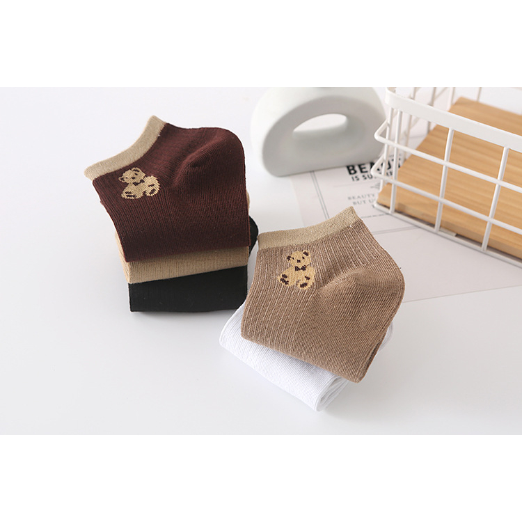 Kaos Kaki Wanita Import Kaos Kaki Semata Kaki Motif Bear Lucu Short Socks Kaus Kaki Cewek Murah KK24