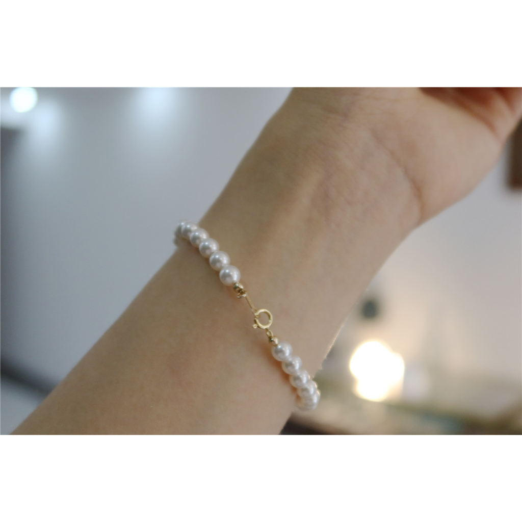 ISANUR97 - Gelang Mutiara Elastis 8mm Beads Pearl Korean Bracelet