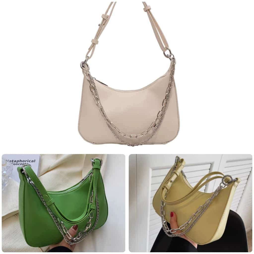(PINK_IMP) New Import Tas fashion Wanita. Tali Bahan &amp; Tali Rantai . 1 Ruang Ready 3 Warna . Bahan Kulit . Premium
