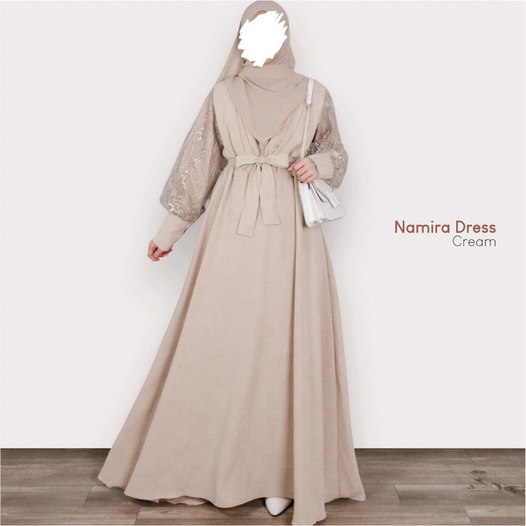 Mininos Namira Dress Gamis Crinckle Kondangan Remaja Muslimah